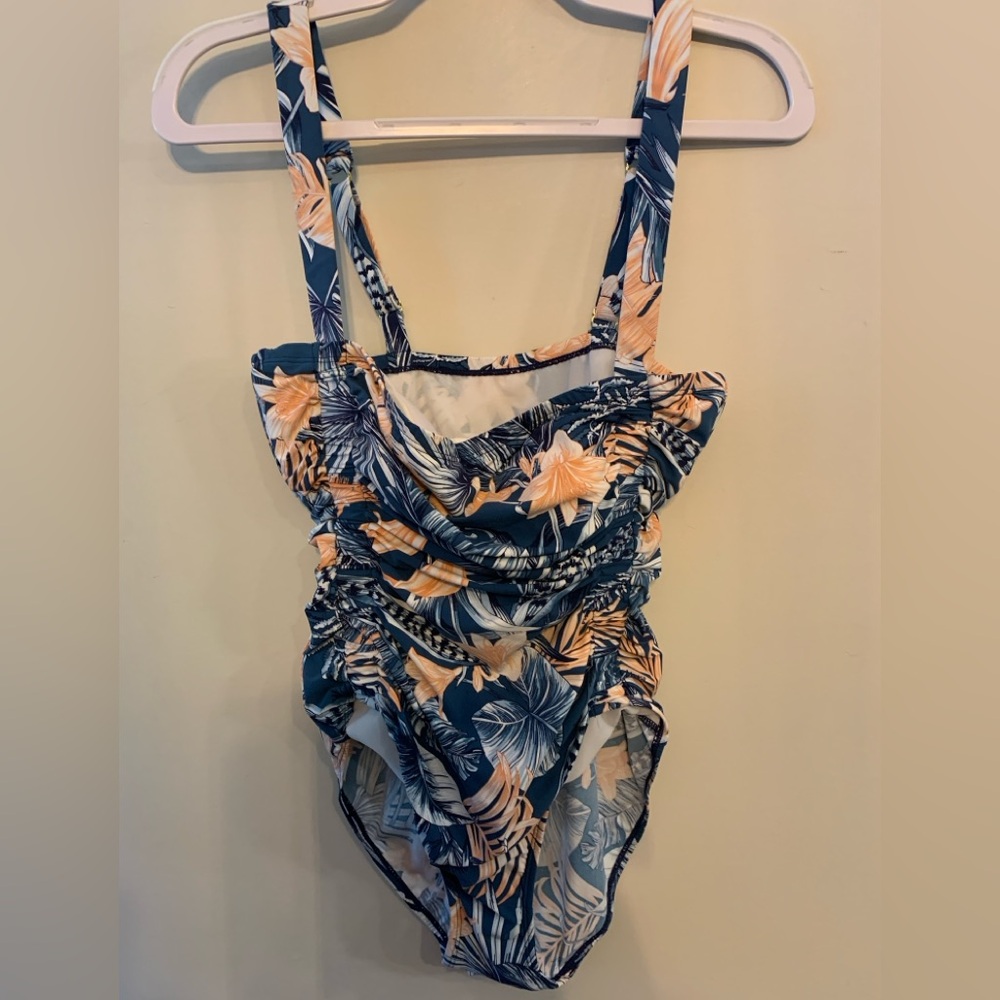 NWOT CHRISTINA Rouched Tropical Floral One-Piece Swimsuit
